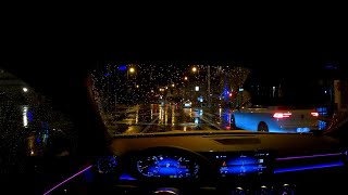 POV Mercedes Rainy night drive ASMR NO TALKING NO MUSIC 4K [upl. by Aljan]