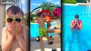 When the kids push Dad in the pool prank 🤣💦 [upl. by Ecyac]