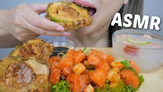 ASMR Deep Fried Spicy Avocado Volcano Spicy Salmon Sashimi with Ebi Sunomono Salad NO Talking NE [upl. by Bohun718]