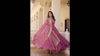 Georgette gown dress design with heavy dupatta fashioncolorsviralreelsshorts [upl. by Bivins]