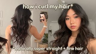 how i curl my hair  with curtain bangs curling wand [upl. by Etnovaj]