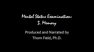 Mental Status Exam Training part 3 Memory [upl. by Rolph]