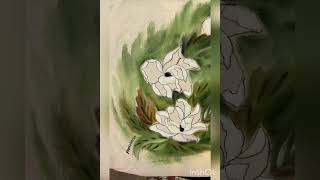 White Magnolia flowers on cloth bag Painting [upl. by Johnston763]