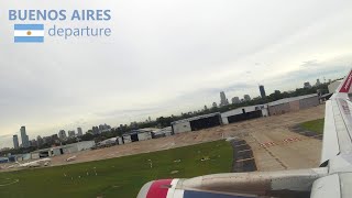 Cloudy BUENOS AIRES Cityscapes 🛫 JETSMART Argentina Takeoff AEROPARQUE Airport [upl. by Jakoba]