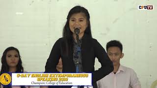 UDay English Extemporaneous Speaking Contest 2019 Champion  College of Education [upl. by Eustashe]