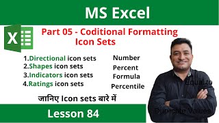 Part 5Conditional Formatting Icon sets in MS Excel in Hindi [upl. by Edwin]