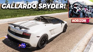 NEW Convertible Lamborghini Gallardo Spyder Forza Horizon 5 Steering Wheel Gameplay 4K [upl. by Erastus872]