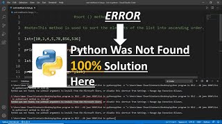 Python was not found but can be installed from the microsoft store and vs codepython vscode error [upl. by Nasar]