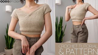 How to Crochet Off the Shoulder Wrap Top  Pattern amp Tutorial DIY [upl. by Francisca]