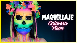 CALAVERA NEON  MAQUILLAJE para HALLOWEEN [upl. by Leschen]