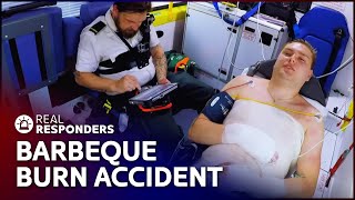 Patient Suffers Burn Injury After BBQ Accident  Inside The Ambulance Marathon  Real Responders [upl. by Nimajnab692]