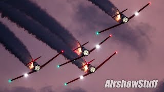 Aeroshell Aerobatic Team Night Show  EAA AirVenture Oshkosh 2019 [upl. by Lletnwahs]