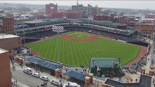 Fans team ready for Mud Hens Opening Day downtown [upl. by Akinorev]