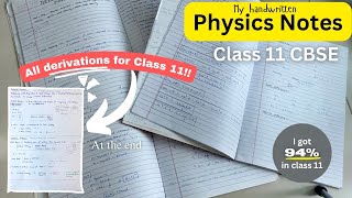 Physics Notes  DERIVATIONS Class 11 CBSE Handwritten  Physics derivations Class 11 [upl. by Naida]