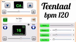 Teentaal 120bpm with C Dual Octave Tanpura  High Quality [upl. by Beare]