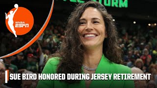 Sue Bird honored by Megan Rapinoe amp Macklemore during jersey retirement ceremony  WNBA on ESPN [upl. by Ahsiele]