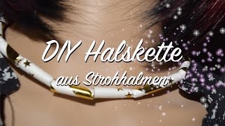 Halskette aus Strohhalmen  Party DIY Gadget  Upcycling [upl. by Ahtael186]