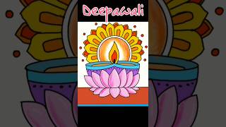 Deepawali Drawing and coloring  Diwali posters drawing Easy Drawing [upl. by Ewer]