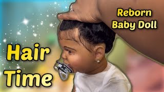 Reborn baby girl  How to do ponytails with beads [upl. by Anaoy]