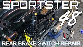 SPORTSTER 48 REAR BRAKE SWITCH REPAIR [upl. by Aihtak]