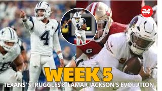 quotWeek 5 NFL Recap Cowboys Rising Stars Texans Struggles amp Lamar Jacksons Evolutionquot [upl. by Dougald505]