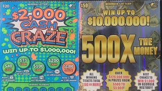 🔥500X THE MONEY AND 2000 CASH CRAZE GEORGIA LOTTERY SCRATCH SESSION LIKE COMMENT SUBSCRIBE SHARE 🫡 💯 [upl. by Sells]