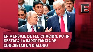 Putin exhorta a Trump a mejorar relación bilateral [upl. by Olracnaig272]