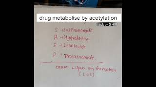 drugs metabolise by acetylation in liver gpat2024 gdc carewellpharma pharmacology acetylation [upl. by Atnohs]