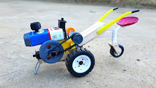 How to Make mini Power Tiller Agriculture Tractor 🚜  DIY DC Motor Science Project [upl. by Parris]