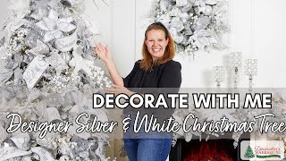 White amp Silver Christmas Tree Decorating Tutorial I 4 Easy Steps [upl. by Ahsemit]