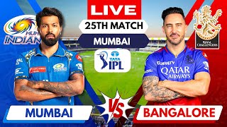 🔴 Live IPL 2024 MI vs RCB  Mumbai vs Bengaluru Match 25  IPL Live Scores amp Commentary ipl [upl. by Katine]