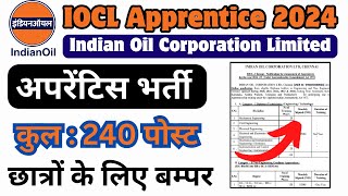 IOCL Diploma amp Graduate Apprentice Recruitment 2024 – Apply Online for 240 Posts [upl. by Htelimay]