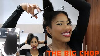 THE BIG CHOP from relaxed to natural hair journey 4B4C hairlittle rant [upl. by Nod923]