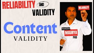 Reliability and Validity in Research Content Validity [upl. by Veradis]