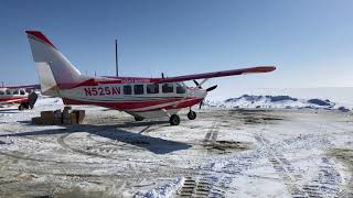 Short field takeoff off 1835 runway by Grant Aviation GA8 Airvan from Kwigilingok AK [upl. by Olva]