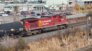 FALL TRAINS 2 For 1 CN Mixed Freight Passes CPKC Mixed Freight at St Johns Blvd Overpass [upl. by Boleyn174]