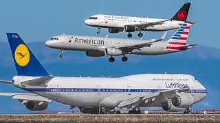 AWESOME CLOSE UP LANDINGS at BUSY SFO  San Francisco Airport Plane Spotting SFOKSFO [upl. by Aimek717]