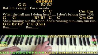 Creep Radiohead Piano Cover Lesson with ChordsLyrics [upl. by Toback]