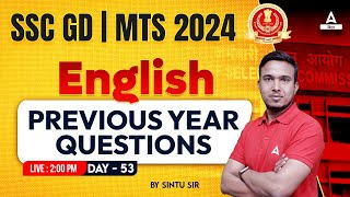 SSC GD PYQs English Class  SSC MTS New Vacancy 2024 by Sintu Sir 53 [upl. by Nylassej]