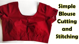 Simple Blouse Cutting and Stitching  Step by Step  English Subtitles  Stitch By Stitch [upl. by Kelci209]