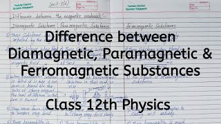 Difference between Diamagnetic Paramagnetic Ferromagnetic Chapter 5 Magnetism Class 12 Physics [upl. by Hiroko644]