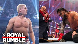 Cody Rhodes stares down Roman Reigns Royal Rumble 2024 highlights [upl. by Ramyar]