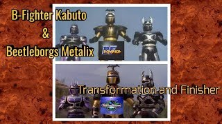 BFighter Kabuto and Beetleborgs Metalix Transformation and Finisher [upl. by Bardo]