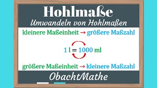 Umwandeln von Hohlmaßen Liter  Hektoliter  Milliliter  ganz einfach erklärt  ObachtMathe [upl. by Annairam]