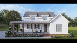 MODERN FARMHOUSE PLAN 00900305 WITH INTERIOR [upl. by Ahsikcin86]