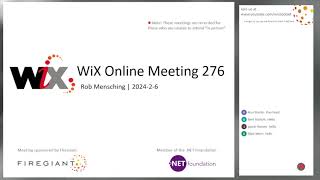 WiX Online Meeting 276 [upl. by Hays]