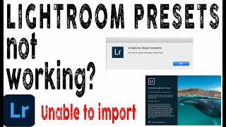 LIGHTROOM 2021 PRESETS NOT WORKING  Unable to import  FIXED enricotakeoffphotography [upl. by Lelah]