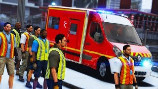 GTA 5 LES GILETS JAUNES BLOQUE LES POMPIERS  SAPEURSPOMPIERS 71 [upl. by Nellak]