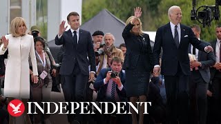 Live Emmanuel Macron welcomes Joe Biden and wife Jill to Arc de Triomphe in Paris [upl. by Lledra]