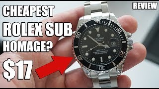 Tevise T801A Review  Automatic Rolex Submariner Homage from China for only 17 USD [upl. by Adnarem98]